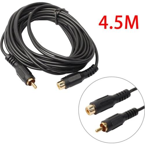 1.8m/4.5cm/7.6cm RCA Male to Single RCA Female Single Phono Audio Composite Extension Cable For DVD Players TVs FW1S