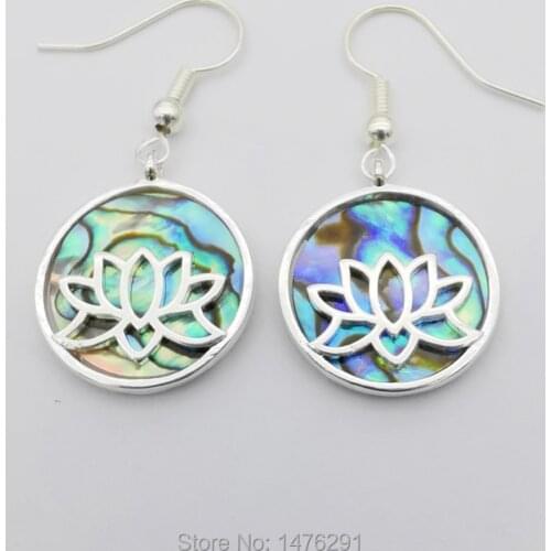 Charm 18x18MM Natural Abalone Shell Hollow Cutting Flower Circular Dangle Earrings 1 Pair For Women