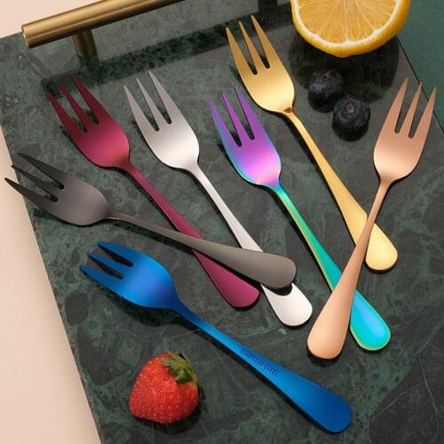1 Pc Glossy Black Gold Stainless Steel Cutlery Set Coloful Fork Tea Cake Snack Fork Tableware Dessert Fruit Fork Dropshipping
