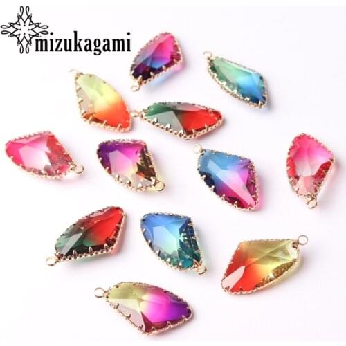 Colourful Imitation Tourmaline Geometric Crystal Drop Charms Pendant 16*31MM 1pcs For Drop Necklace Jewelry Making Accessories