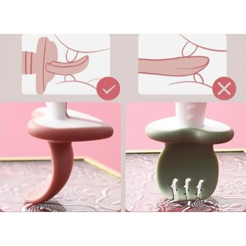 2Pcs/Set Baby Training Soft Head Spoon and Fork Short Handle Kids Spoon Fork Set BPA Free 69HE