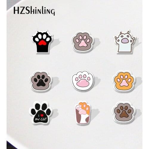 2021 Cats Paw Cartoon Pattern Resin Epoxy Acrylic Lapel Pins Badge Resin Epoxy Crafts Handmade Pins Jewelry Accessories