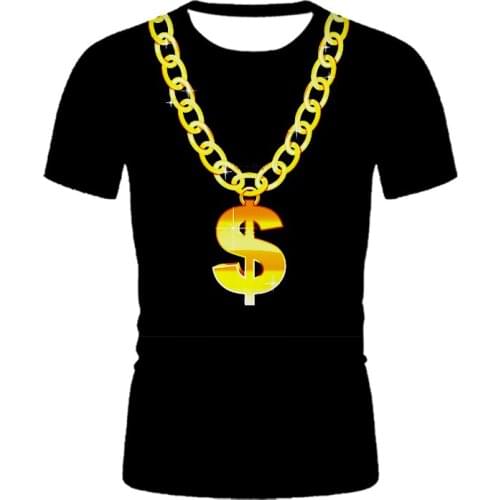 2021 Summer Fashion mens Necklace t shirt Harajuku 3D Mens t-shirt Black O-Neck T shirt Breathable Shirt Novelty T-shirts Tops