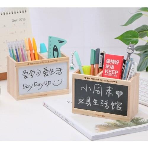2021 Multifunctional Innovative Art Wooden Desktop Pen Holder Office School Stationery Storage Rack Bookshelf Desk Pen Holder