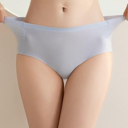 5 Pcs/Lot High-End Ladies Ice Silk Underwear Silk Antibacterial Inner Crotch Breathable Soft Comfortable Ladies Seamless Briefs