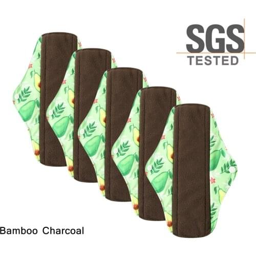 Wholesale Selling 5PCS Absorbent Waterproof Women Cloth Sanitary Napkin Reusable Organic Bamboo Cloth Pads Sanitary Towel Size M