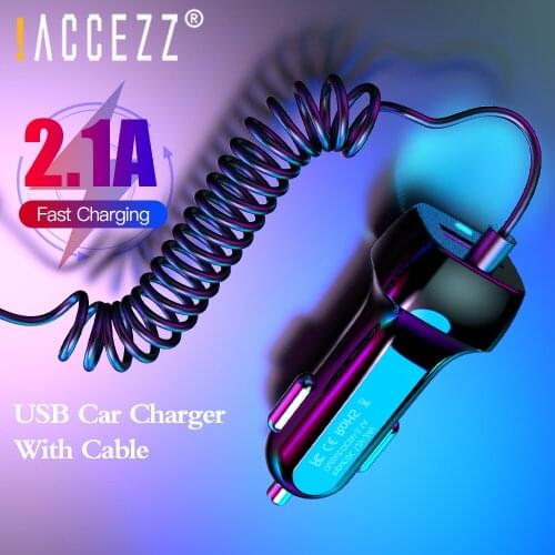 !ACCEZZ Car Charger With Micro USB C Lighting Cable For iPhone Samsung Xiaomi Huawei Car Phone Charger With USB Cable Universal
