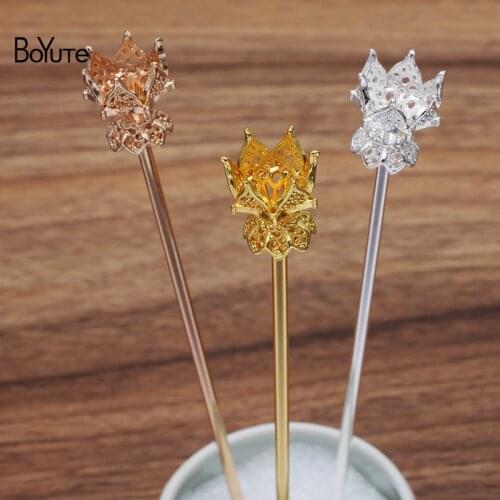 BoYuTe (10 Pieces/Lot) Fit 12MM Beads 17*14MM Flower Hair Stick Vintage Hair Accessories Diy Handmade Jewelry Materials