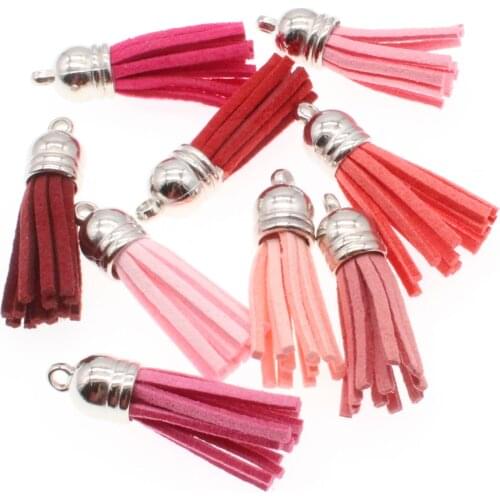 CHONGAI 20pcs 38mm Fiber Fringe Suede Tassel Key Chains For DIY Jewelry Accessories