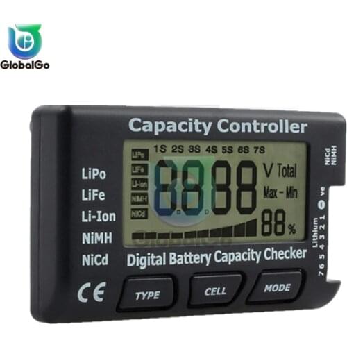 7 Digital Battery Capacity Checker Voltmeter For NiMH Nicd LiPo LiFe Li-ion Battery Voltage Tester Meter Checking Cell Meter
