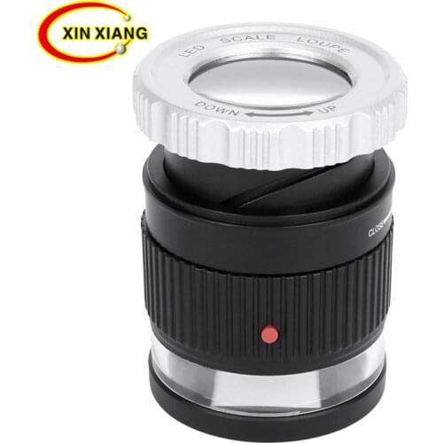 Cylindrical Scale Magnifier 30X Black/White HD Magnifying Glass With LED Lights Optical Glass 3 LED Magnifier Lupe Jewelry Loupe