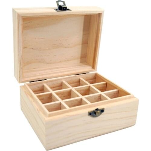 12 Grids Wooden Essential Oil Natural Pine Wood Aromatherapy Boxes 5-15ml For Home Decor Handmade Crafts
