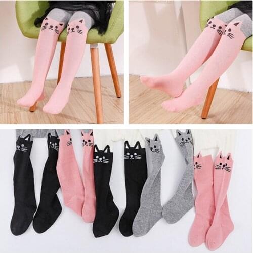 Kids Skinny Pants Girls Leggings Cute Toddler Baby Girls Stockings Pantyhose Cat Print Stretchy Warm Leggings New