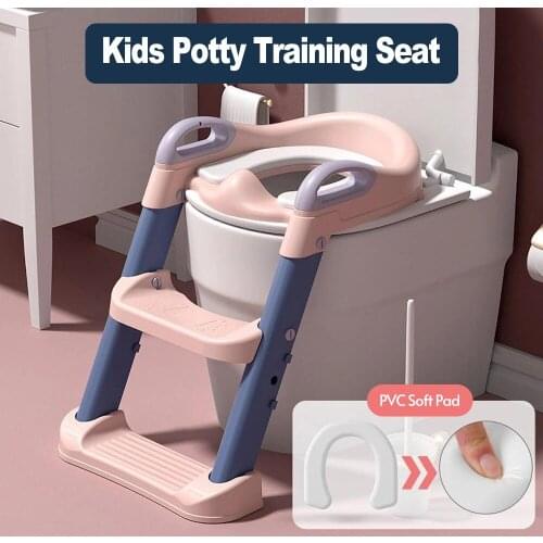 Baby Potty Training Seat Comfortable Safe Toilet Trainer Adjustable Step Stool Ladder PVC Soft Pad Potty Training Toilet for Kid