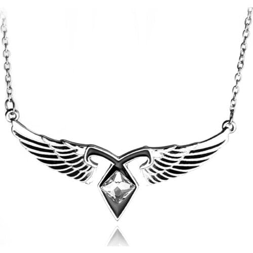 City Of Bones Angels power Movie Necklace Mortal Instruments Rhine stone Wing Pendant Necklace for women fashion jewelry