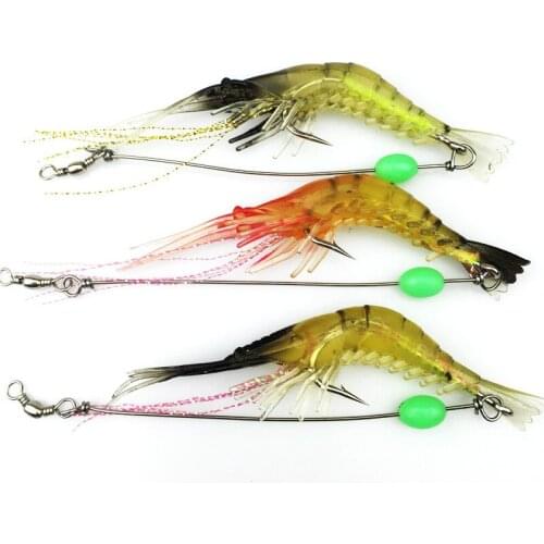 HiUmi 1pc Shrimp Soft Lure 9cm 6g Fishing Artificial Bait With Glow Hook Swivels Pesca Sabiki Rigs Fishing Lure FA248