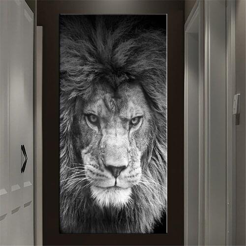 Canvas Painting Animal Lion Prints & Poster Black and White Canvas Art Wall Decorative Picture for Living Room Poster Prints
