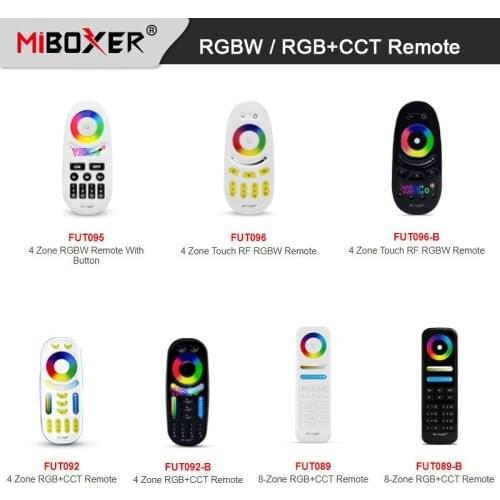 Miboxer 2.4G RGBW / RGB+CCT LED Light Controller 4-Zone 8-Zone Wireless Remote Milight 3V Dimmer Bulb Lamp Switch FUT092