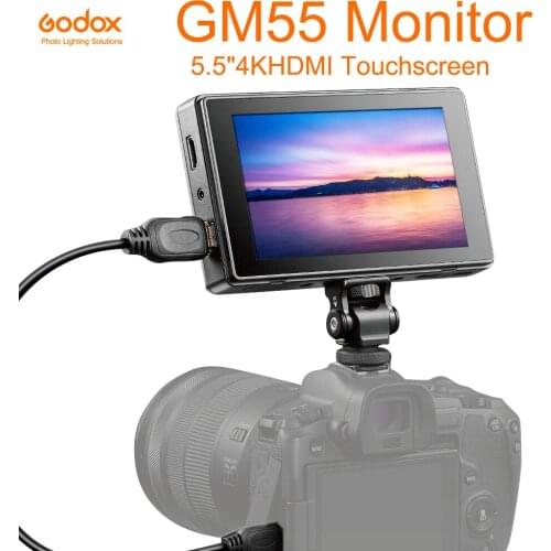 Godox GM55 4K Monitor 5.5 Inch on Camera DSLR 3D LUT Touch Screen IPS FHD 1920x1080 Video 4K HDMI Field Monitor Dslr