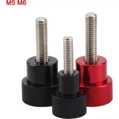 New Aluminium Alloy+Stainless Hand Grip Knob Step Bolt Screws Knurled Thumb Screw Red Black White M5 M6