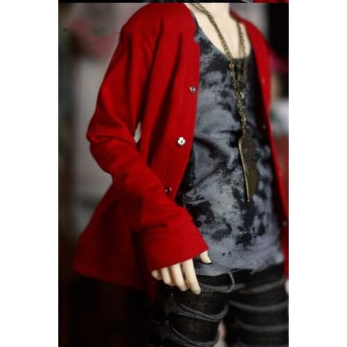 BJD Doll clothes suitable for 1-3 1-4 uncle casual Red Cardigan doll accessories