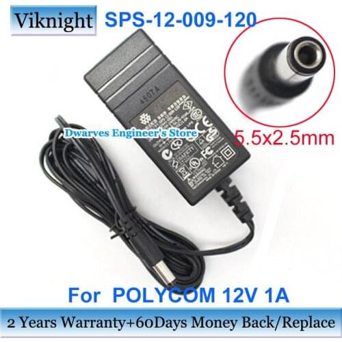 Genuine SPS-12-009-120 Power Supply Adapter 12V 1A 1465-42441-001 For POLYCOM Laptop Charger 5.5x2.5mm