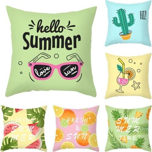 Pillow Case One Side Printing Summer Style Polyester Sofa Pillow Cushion Cover Decorative Pillowcase for Home