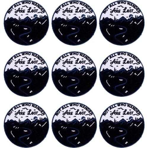 Prajna 10PCS Mountain Patches On Clothes Stripes Embroidery Patches For Clothing Iron On Patches DIY Adventure Patch For Clothes