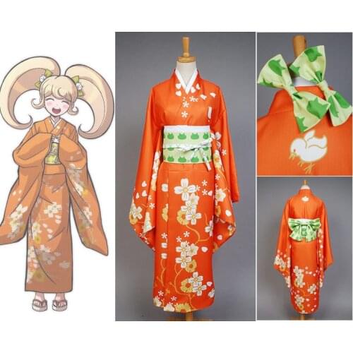 Dropshipping Danganronpa 2 Cosplay Costume Hiyoko Saionji Kimono Costume Dress Halloween Carnival Costumes