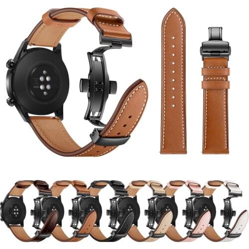 22MM Genuine Leather Watch Band For Huawei Watch GT 2 Strap Bracelet For Samsung Galaxy Watch 46MM/ Gear S3 Frontier Replacement