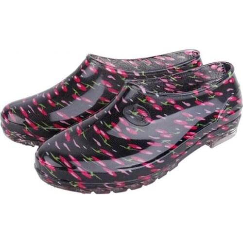 Fashion Printed Ankle Low-top Rain Boots Women Rubber Water Shoes PVC Non-slip Rainboots Kitchen Cleaning Work Waterproof Shoes