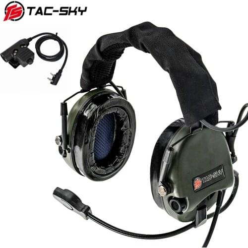 TAC-SKY TEA Hi-Threat Tier 1 Silicone Earmuffs Military Shooting Noise Reduction Pickup Tactical Headset + KENWOOD U94 PTT