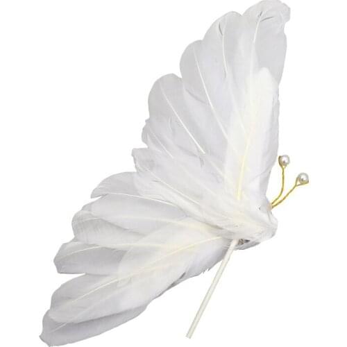 1pc Feather Butterfly "Happy Birthday" Cake Topper Wedding Bride Dessert Decoration for Birthday Party Lovely Gifts