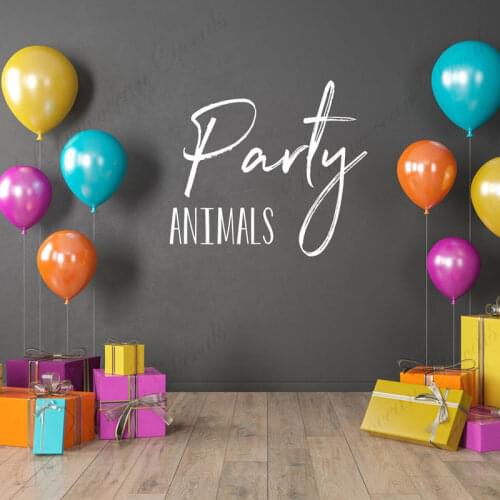 Party Animals Birthday Wall Decal Vinyl Words Home Decor Interior Design Wall Sticker Custom Text Party Decoration Murals 4644