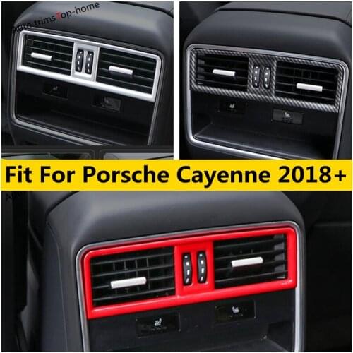 Interior Kit For Porsche Cayenne 2018 2019 2020 2021 Armrest Box Rear Air AC Vent Outlet Cover Trim Carbon Fiber Look Accessorie
