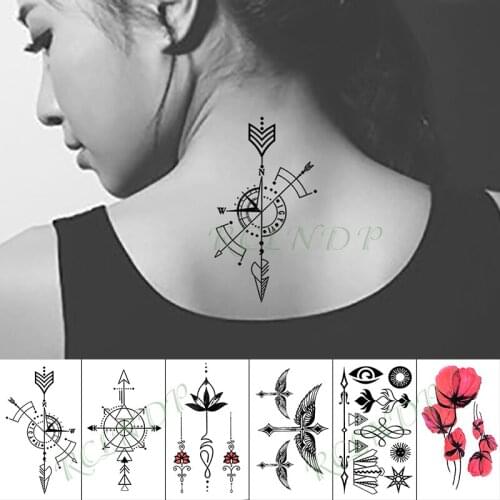 Waterproof Temporary Tattoo Sticker compass Arrow Flower cross Fake Tatto Hand Back Foot Flash Tatoo for Kid Girl Men Women