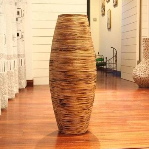 Large Floor Vase Big Living Room Decorative Big Floor Vase Home Art & Craft Flower Pot Woven Antique 1657178
