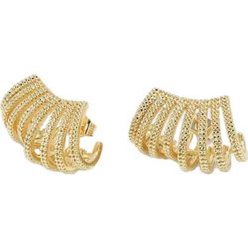 Yellow Gold Color Popcorn Multi Layer Earrings for Women