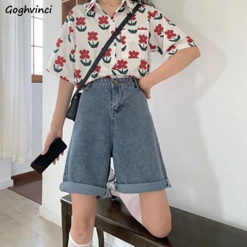 Summer Straight Blue Denim Shorts Women Loose High Street BF Knee-length Retro Oversize S-XXL Outwear Slim Bottoms Ulzzang Chic