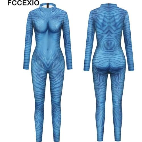 FCCEXIO The Movies Pattern 3D Print Sexy Bodysuits Women Plus Size Long Sleeve Cosplay New Jumpsuit