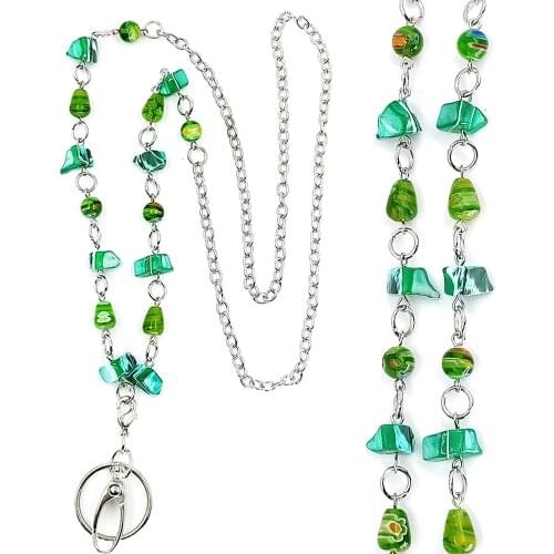 Womens Fashion Glass Shell Lanyards Retractable Badge Lanyard with ID Card Badge Holder Key Holder Neck Nurse Accessories