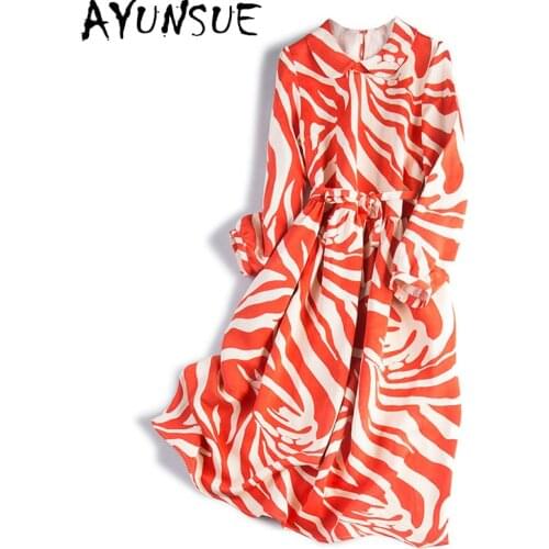 AYUNSUE Spring Dress 2021 New Long Silk Dress Elegant Korean Fashion Autumn Dresses for Women Clothing Vestidos De Fiesta KJ7069