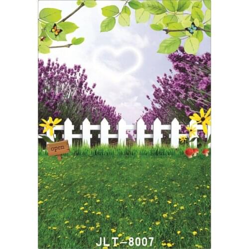 Scenic Garden Fence Lavender Photo Backdrops for Photo Studio Computer Printed Backgrounds Wedding Children for photo shoot