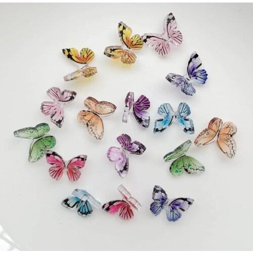 10PCS 8*9MM 3D color butterfly charm nail/wall wallpaper/decal wall/childrens room/kitchen/living room art home DIY decoration