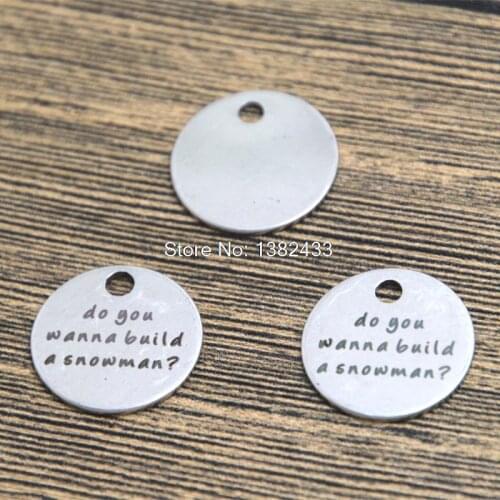 10pcs do you wanna build a snowman charm silver tone message charm pendant 20mm