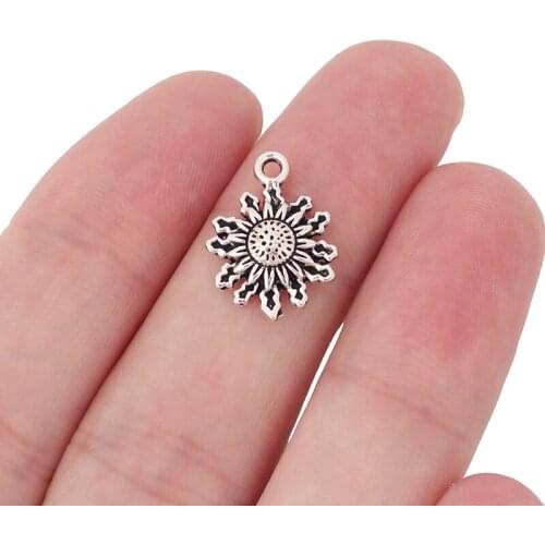 30 x Tibetan Silver Sun Flower Heronsbill Charms Pendants for DIY Bracelet Earring Jewelry Making Craft 13x17mm