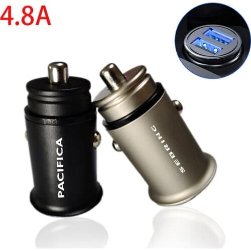 4.8A Metal Dual USB Phone Charger Car Charger Mobile Phone Adapter For Chrysler 200 300 Aspen Crossfire Pacifica car Accessories
