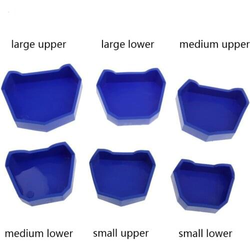 6Pcs Dental Lab Plaster Model Base Former Molds Tray Dentist Tool Blue 3 Size(large/medium/small) Free Shipping