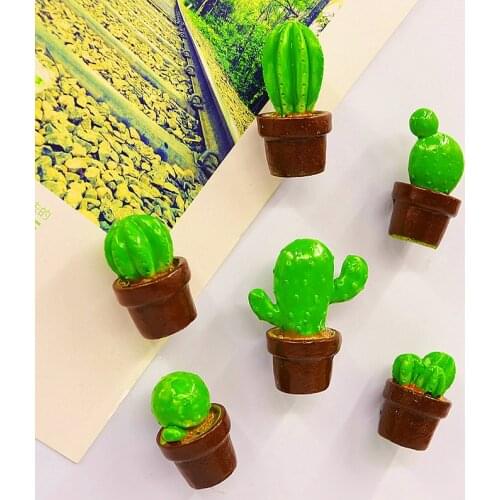 6-Pack Creative Cactus Pot Simulation Plant Refrigerator Stickers 3D Stereo Magnetic Message Sticker Cute Small Stickers