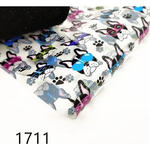 A4 20*33CM cartoon dog UV clear print pvc fabric for DIY bow material 1711